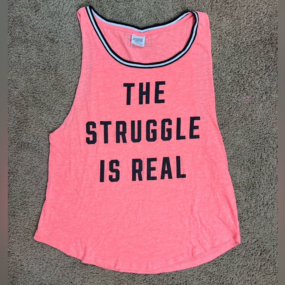 The Struggle is Real PINK! Workout Tank Top